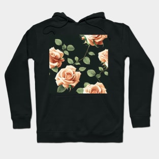 Vintage Blush Brown Roses on Dark Background Hoodie